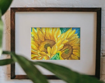 Sunflower, interior design, original watercolor, original watercolor, painting, fine art, gift, wall decor, wall art, flower, gift, home