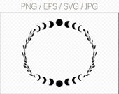 Moon frame svg Boho wreath SVGFloral wreath svg Lunar phases svg Moon svg Moon phases svg Boho svg file Crescent moon svg Moon wreath vector