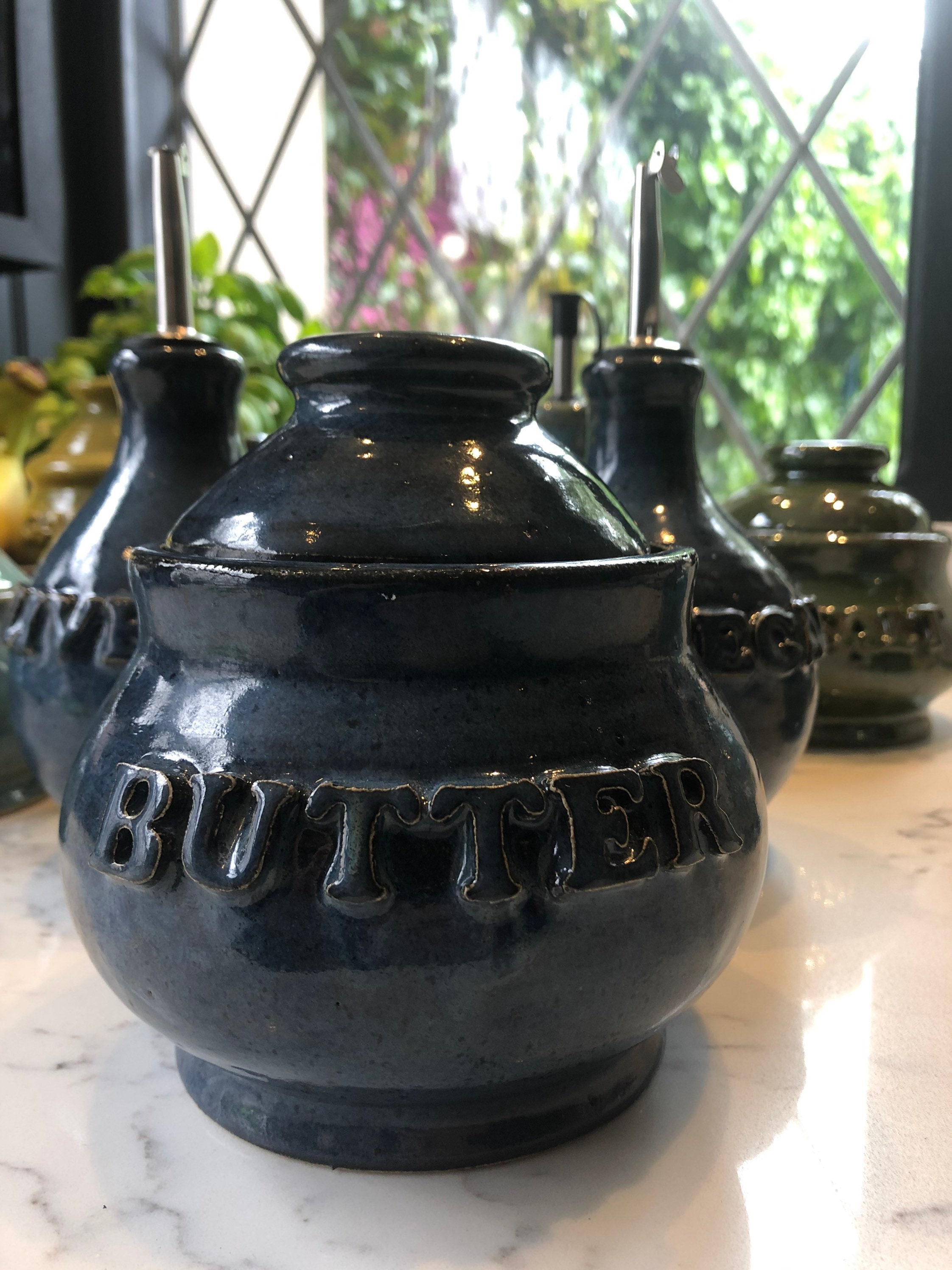 Ceramic Butter lidded pot. Handmade stoneware Etsy