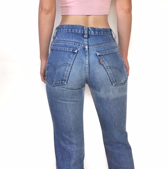 Vintage LEVI’S BIG E orange 70s tab bell bottoms s