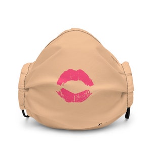 Face Mask || Brown Skin Tone || Vanilla Tone Mask || Lipstick Mask || Kisses Mask || Pink Lips || &#39;Pink Lipstick Wednesday Mask&#39;