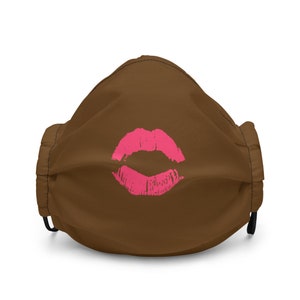 Face Mask || Brown Skin Tone || Chocolate Tone Mask || Lipstick Mask || Kisses Mask || Pink Lips || &#39;Pink Lipstick Wednesday Mask&#39;
