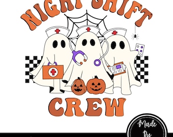 Divertente fantasma medico PNG: design di Halloween per il turno di notte (download digitale)
