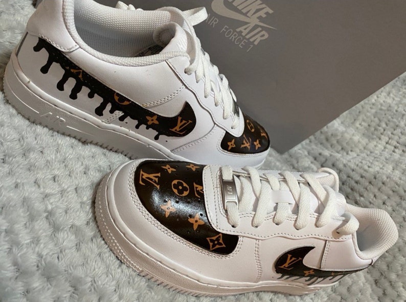 Custom Nike Air Force 1 - Brown LV Monogram Print  Nike air shoes, Nike  shoes outfits, Cute nike shoes