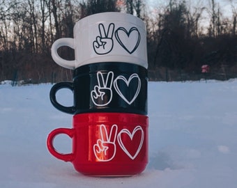 Peace and Love Large Coffee Mug | Oversized Mug | Soup Mug |