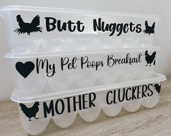 Personalized Plastic Egg Carton | Reusable Egg Holder | Chicken Lover Gift | Funny Chicken Egg Tray | Fresh Farm Eggs