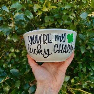 St. Patrick Day Cereal Bowl | Lucky Charm Ceramic Bowl | Personalized St Patrick's Day Gift