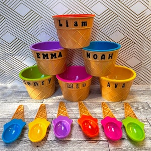 Benutzerdefinierte Eisbecher | Personalisierte Eis Schüssel mit Löffel | Eis Gastgeschenk | Eiscreme-Liebhaber Geschenk | Eistüten