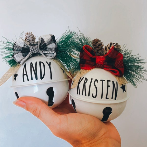 Personalized Rae Dunn Ornaments | Farmhouse Custom Ornaments | Jingle Bell Name | Rae Dunn Inspired Christmas