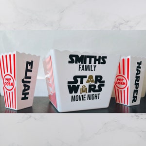 Personalized Popcorn Bucket | Star Wars Gift Movie Night | Custom Popcorn Bowl | Family Night | Star Wars Personalized Party |