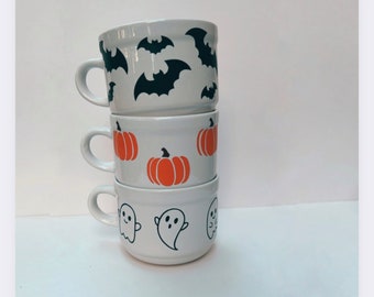 Halloween Large Coffee Mug | Pumpkin Oversized Mug | Spooky Ghost Coffee Mug | Bat Large Mug |