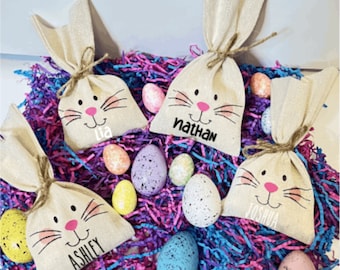Bolsas de conejito personalizadas inspiradas en Rae Dunn / Sacos de Pascua personalizados /