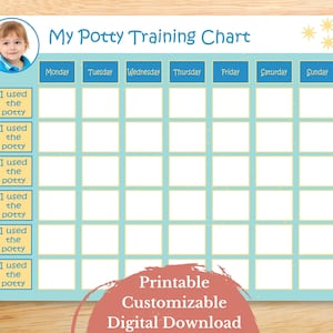Potty training schedule chart printable, Potty training sticker chart, Reward chart, Toilet training tracker, Boy, Instant download
