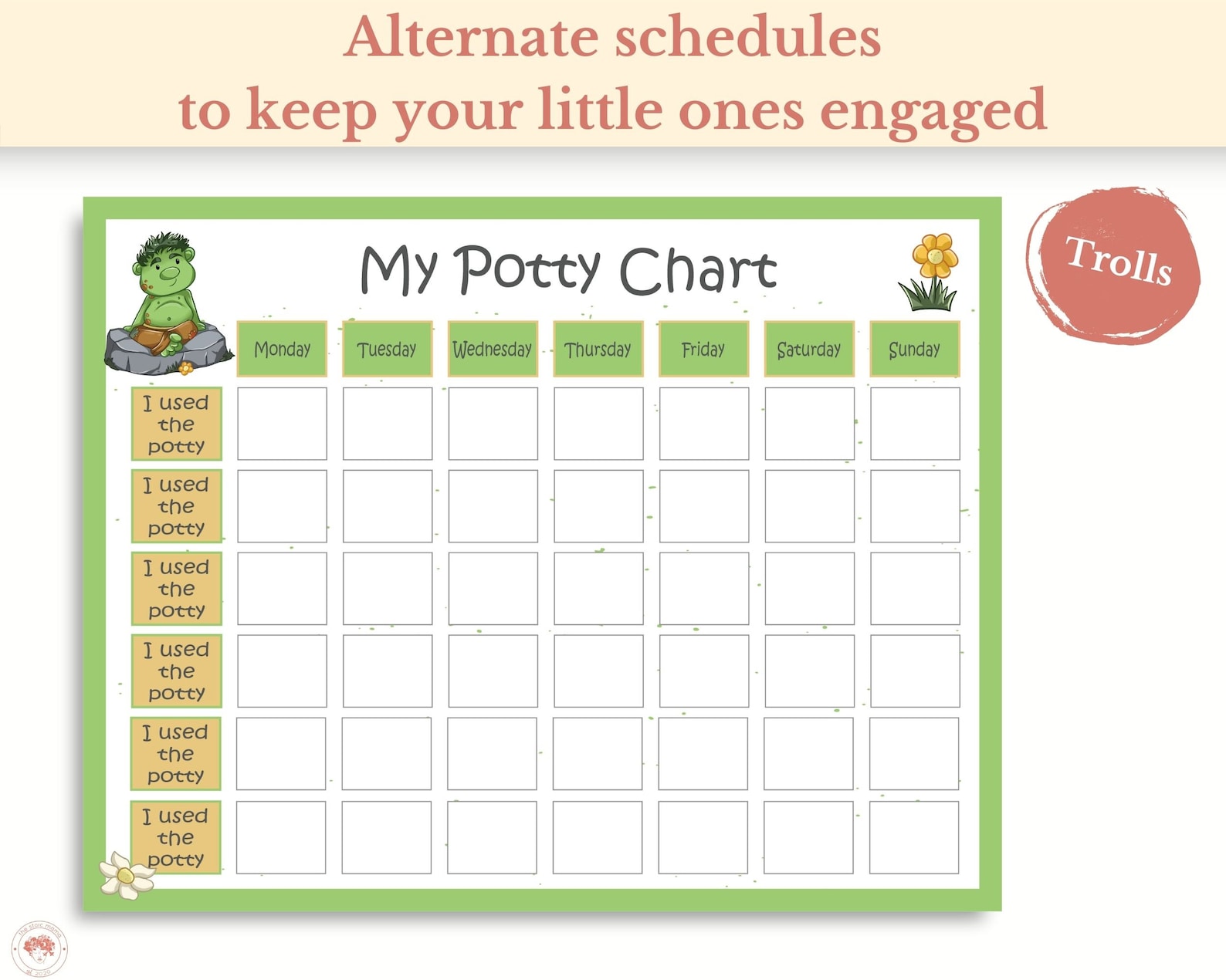 Printable Weekly Potty Training Schedule Pages, Potty Training Sticker