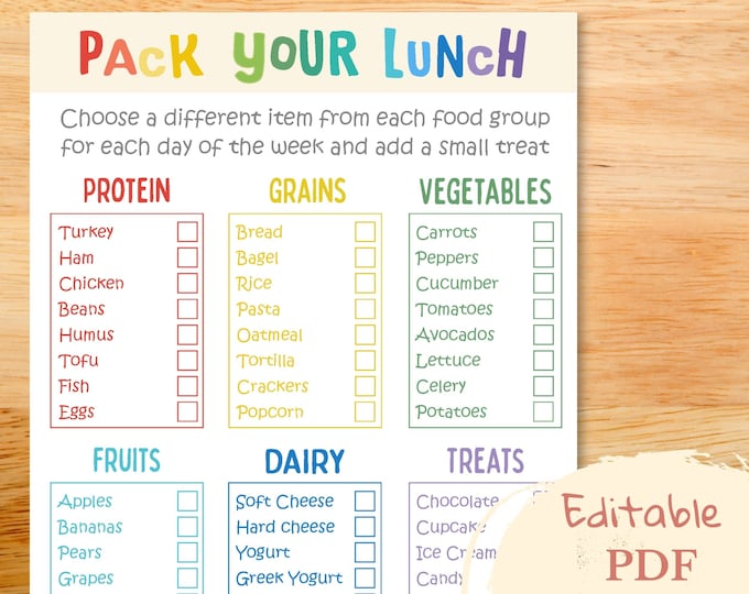 Kids Meal Planner | Kids Lunch Ideas Printable | School Lunch Meal ...