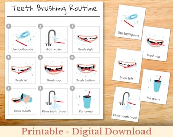 Educational poster for teeth brushing, Step by step teeth brushing chart for kids, Preschool poster, Toddler routine, Brush your teeth