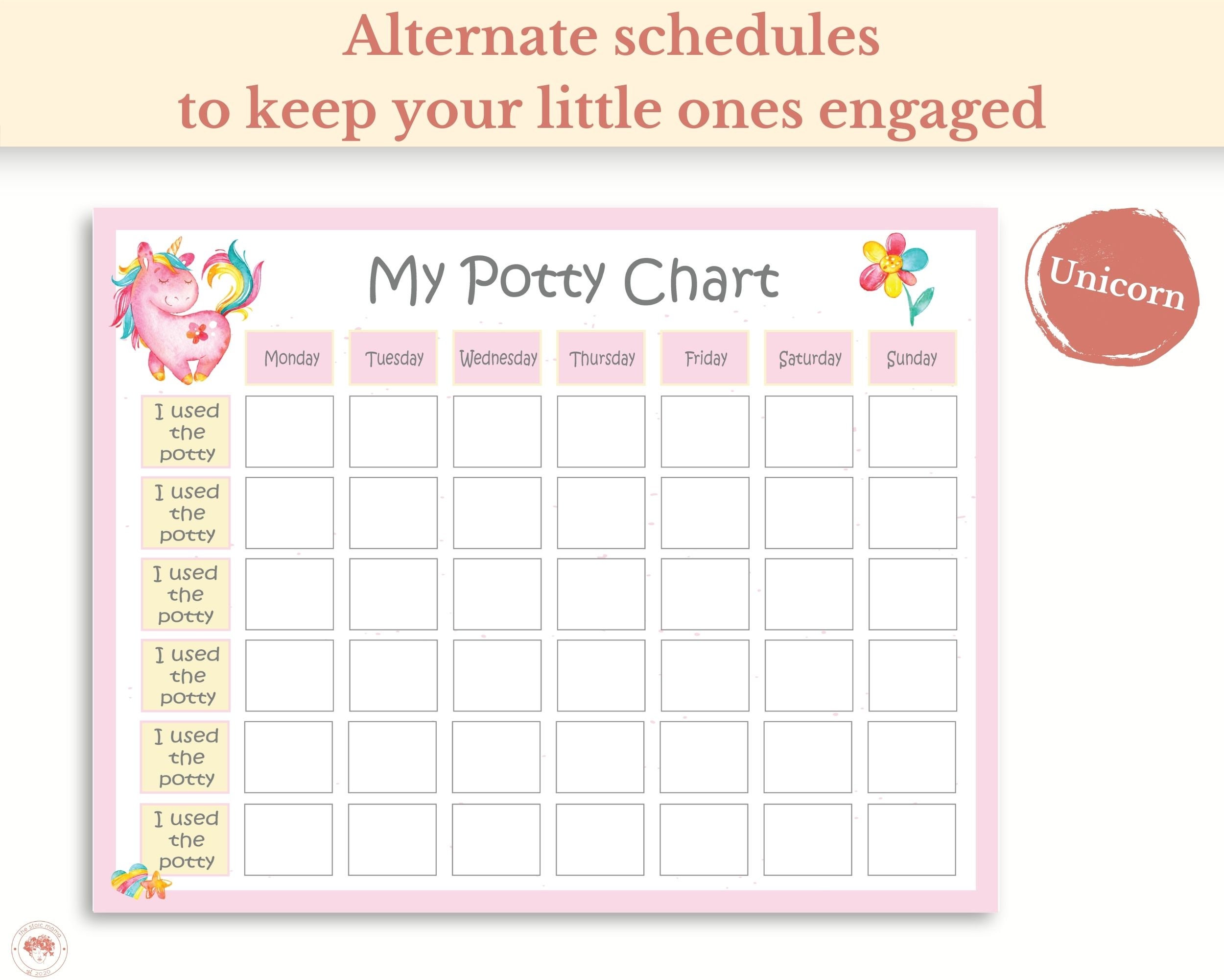 Printable Weekly Potty Training Schedule Pages, Potty Training Sticker