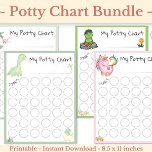 Potty training charts pack, Printable potty training sticker chart, Potty chart pages, Reward chart, Toilet Training chart, Instant download