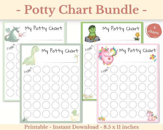 Potty Training Charts Pack Printable Potty Training Sticker | Etsy