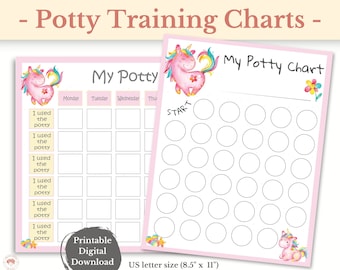 Potty training chart printable, Potty training sticker chart, Potty chart unicorn girl, Reward chart, Toilet Training, Instant download