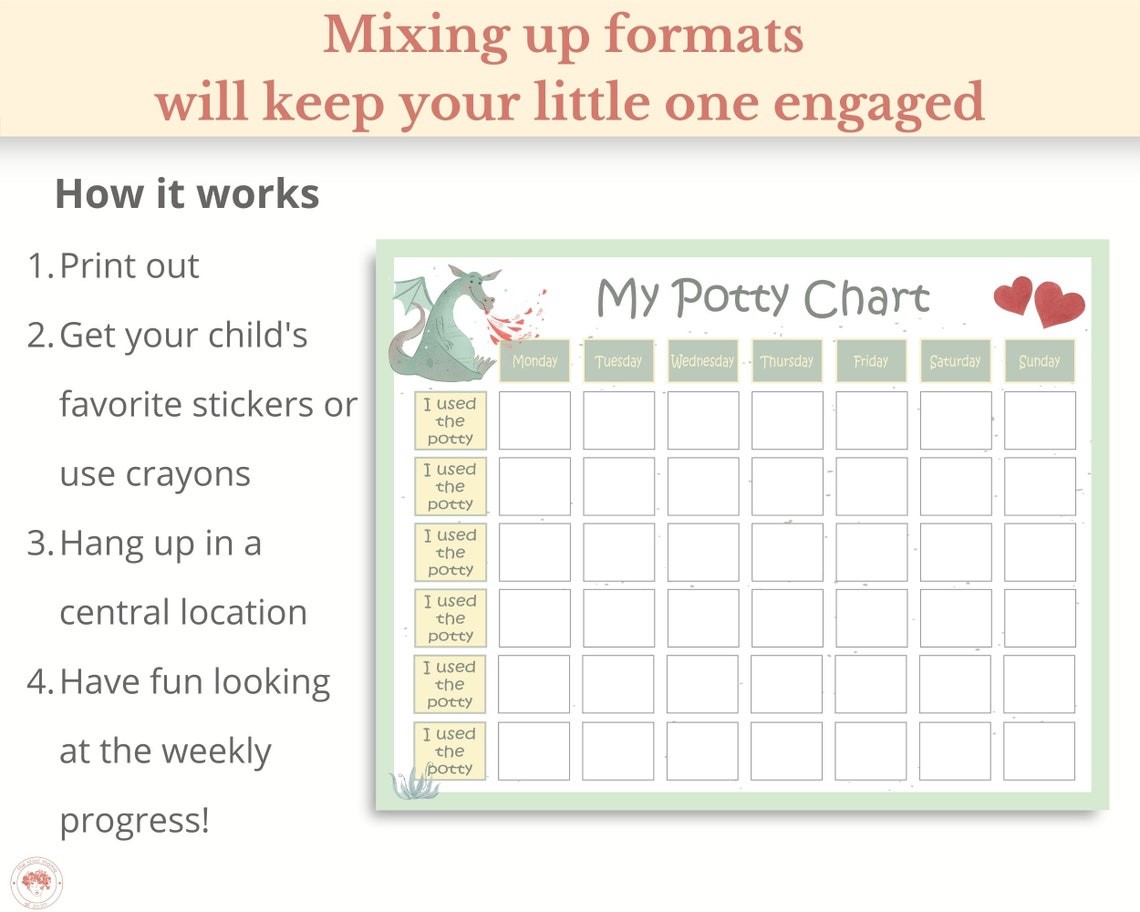 Potty Training Chart Printable Potty Training Sticker Chart - Etsy