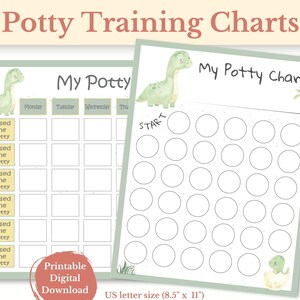 Potty training chart printable, Potty training sticker chart, Potty chart dinosaur, Reward chart, Toilet Training chart, Instant download