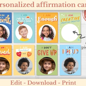 Tarjetas de afirmación personalizadas para niños, tarjetas de positividad imprimibles, tarjetas de afirmación para niños, notas de la lonchera, afirmación diaria