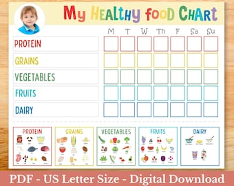 Toddler food chart, Food tracker for kids, Healthy eating planner for children, Picky eater checklist, Kids meal planner, Kids chart