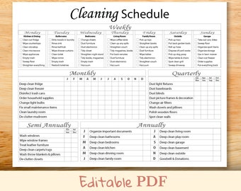 Minimalist Cleaning Schedule Editable Printable - Weekly, Monthly, Yearly Cleaning Checklist - Cleaning tracker, Cleaning Planner