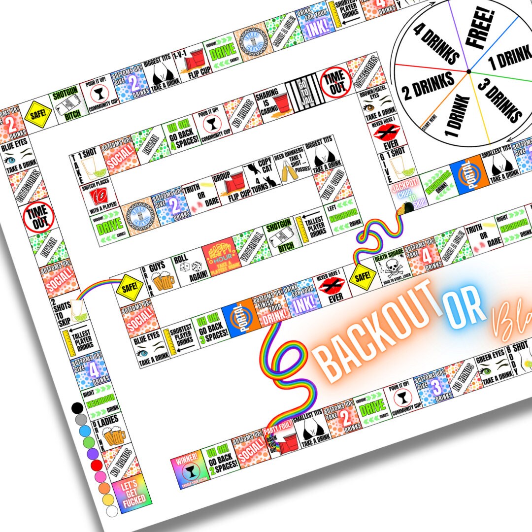 PRINTABLE DRINKING GAME Drinking Game, Black Out Board Game, Pdf File