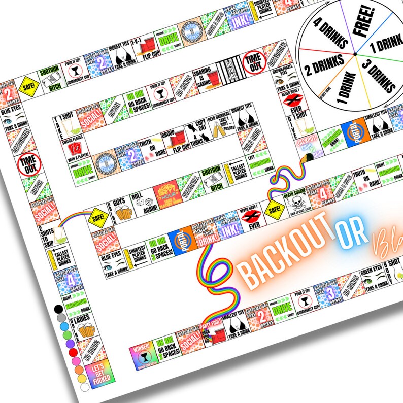 PRINTABLE DRINKING GAME! Drinking Game, Black Out Board Game, Pdf File ...