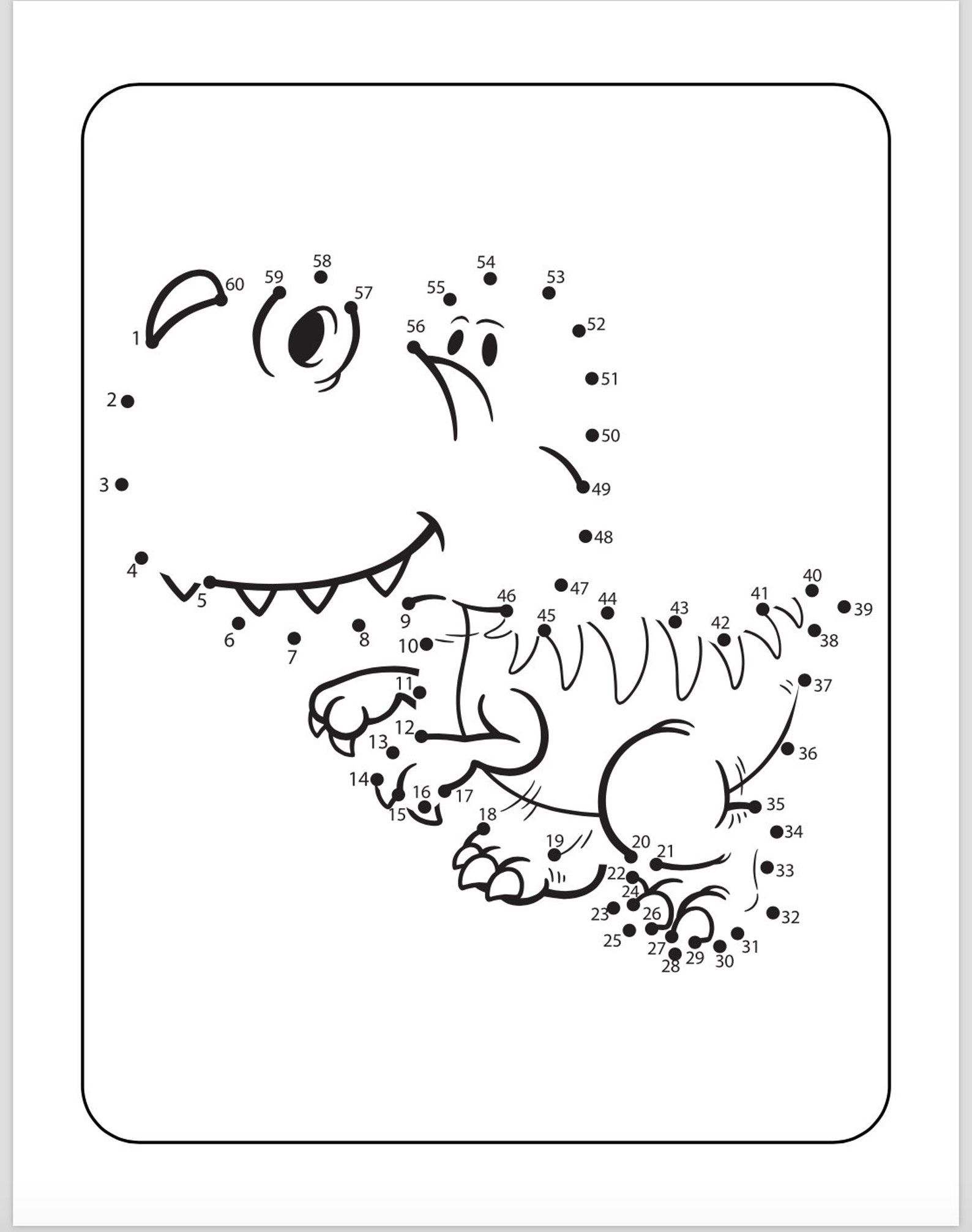 20 Dinosaur Connect the Dot Coloring Sheets Etsy