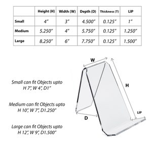 Clear Acrylic Easel With Deep Front Ledge Thick and Sturdy 3 Sizes Multipurpose Stand image 5