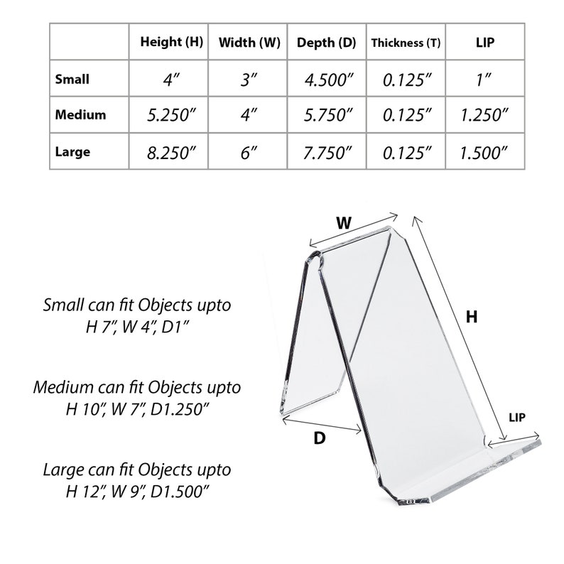 Clear Acrylic Easel With Deep Front Ledge Thick and Sturdy 3 Sizes Multipurpose Stand image 5