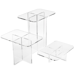 Clear Choice, Acrylic Interlooking Triple Riser,| Multipurpose Tabletop Risers for Displaying Personal or Business Decor, Cupcakes