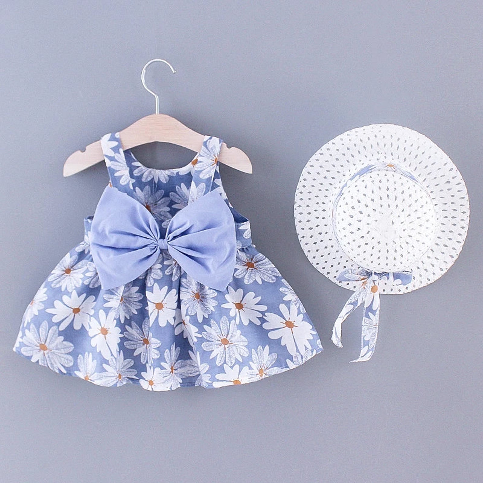 2piece Cotton Baby Girl Summer Dress with Hat Baby Girl 12 Etsy