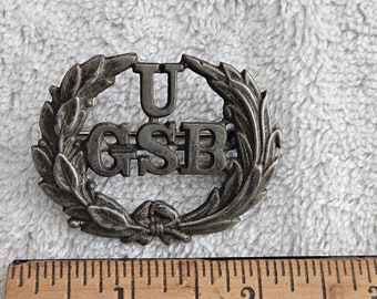 Antique Vintage Cap Badge - UGSB - Possibly Civil War Veterans Organization?