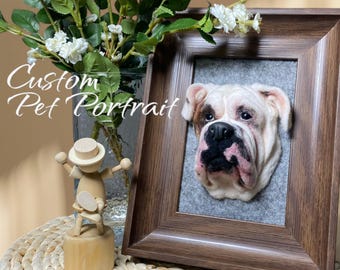 Custom Needle Felted Pet Portrait: Wool Dog or Cat Memorial