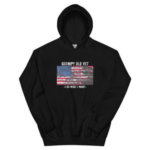 American Flag Grumpy Old Vet Unisex Hoodie