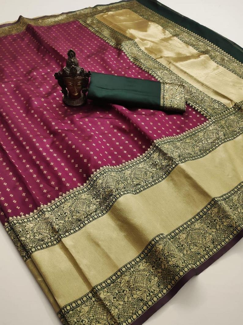 Wine Colore Designer Bold And Beautiful Saree Indian Traditional Saree Bollywood Style Exclusive Party Wear Kanchipuram Silk Sari