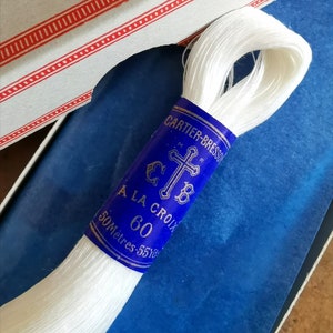 Madejas individuales, tamaño 30 - Hilo de algodón vintage Cartier-Bresson A La Croix Blanc Neige, 50 metros cada uno