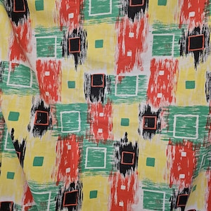 Tissu vintage français, géométrique Mid-Century, à reconditionner