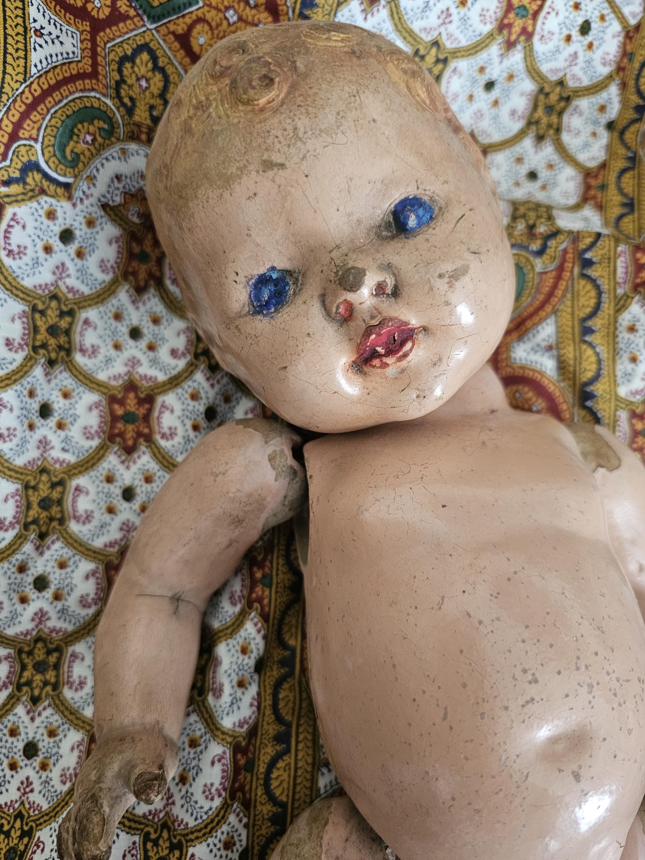 Poupée ancienne, ANCIEN SAC brodé de PERLES en VERRE