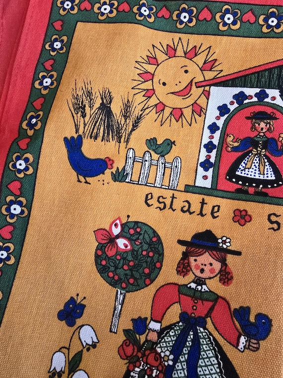 Folk Art Tea Towel, M J Maurey - Etsy