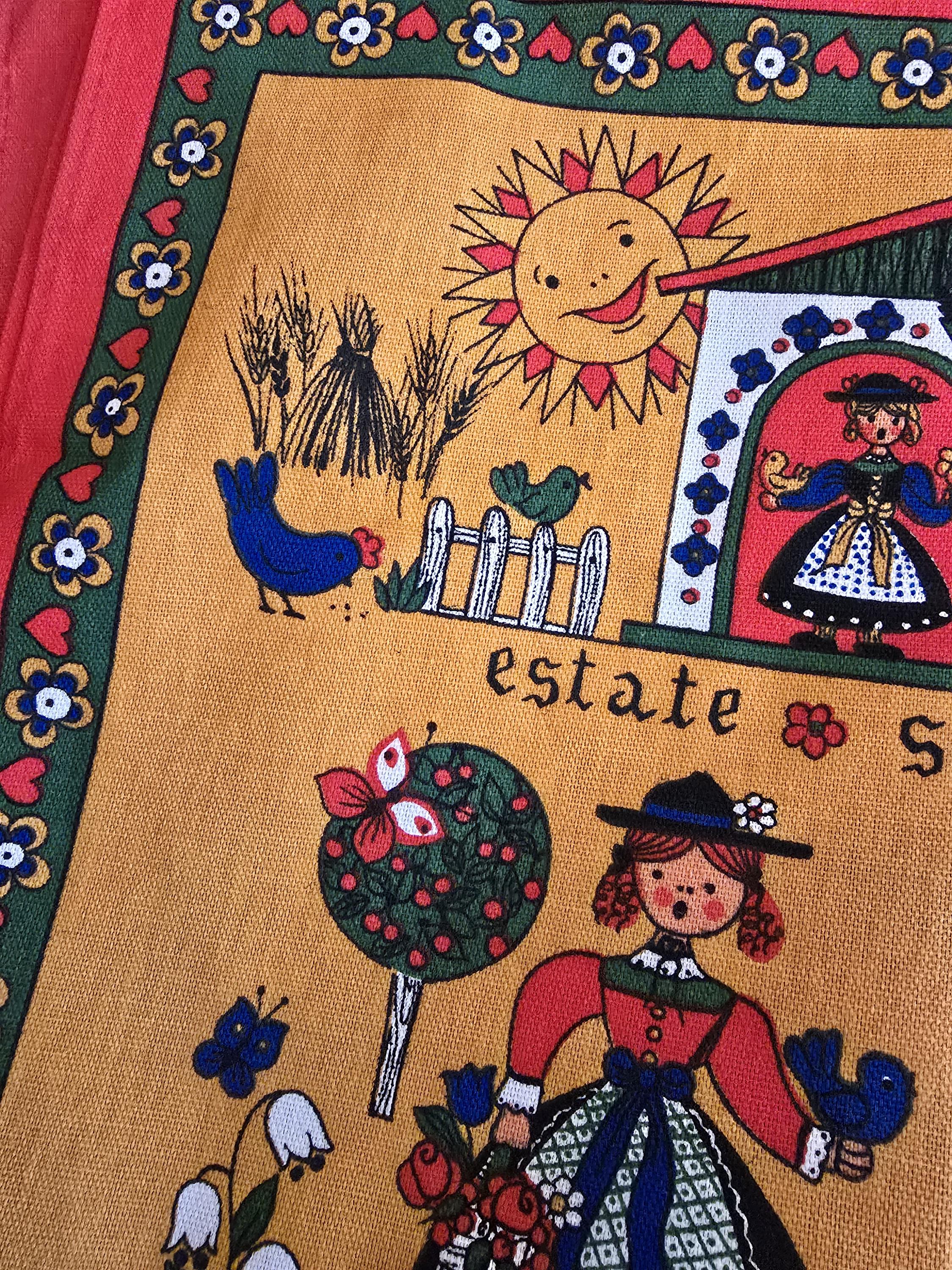 Folk Art Tea Towel, M J Maurey - Etsy