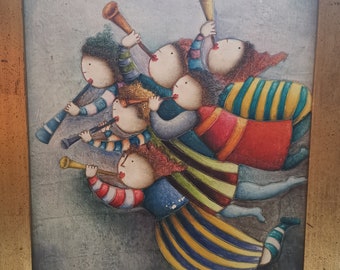 J Roybal Whimsical Young Oil Painting on Canvas Framed, Joyce
