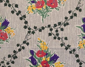 Vintage romanex boussac, french floral fabric chantelierre