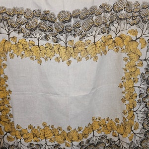 Vintage 1990s Polish Flax Tablecloth: Tree Design, Natural Hues, NOS