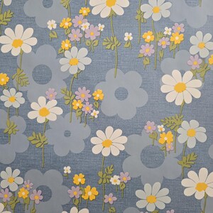 Vintage-inspired daisy print fabric sold by the metre