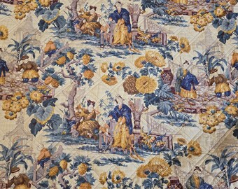 Vintage chinoiserie quilted bedspread
